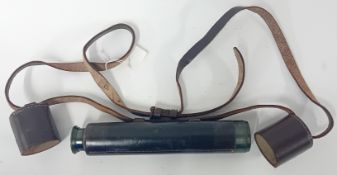 A three-draw telescope by Broadhurst Clarkson, 63 Farringdon Rd. London., with leather glass