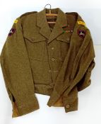 A Second World War WWII British Army dress uniform khaki green blouse with ACF (Army Cadet Force)
