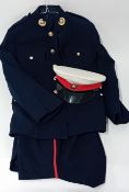 A Royal Marine Royal Navy Dress Blue together with cap, Marksman Landing craft, named
