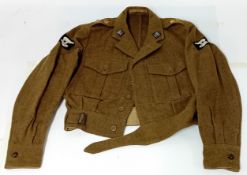 A Second World War WWII British Army dress uniform khaki green blouse with 49th (West Riding)