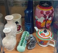 A large collection of pottery and glassware, to include Portmerion, a Whitefriars clear vase,