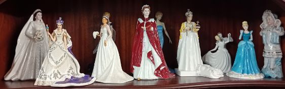 A collection of Royal Worcester princesses and queens, to include Queen Elizabeth, and others:
