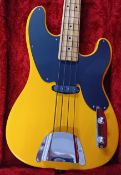 Fender Precision Bass Guitar, Q013815, blonde colour, birds eye neck, maple, cased.