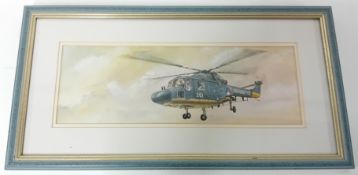 A Dutch marine helicopter painting of 'Sea Lynx', framed and glazed.