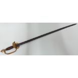 An 18th Century 1796 pattern British Infantry Officers sword, urn shaped pommel, copper wire bound