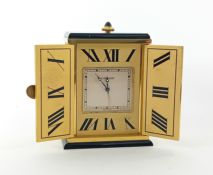 A Must de Cartier gilt metal and onyx triptych desk alarm clock, no. 03317, circa 1990, quartz