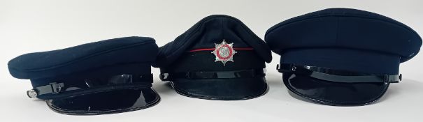 A Bournemouth Fire Cap, together with an H.M. Prison Service Cap, and a Chauffer's cap. (3)