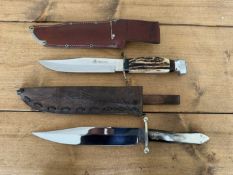 Two sheath knives, to include a Solingen with original scabbard, blade length 17.7cm, and hand