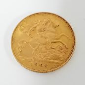 A Edward VII 1908 gold half sovereign.