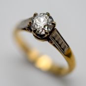 A diamond solitaire ring, old cut diamond, set in 18ct yellow gold, approx 0.75ct, size M/N. Item