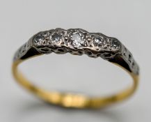 A diamond dress ring, set in 18ct yellow gold, size O, approx 1.8g