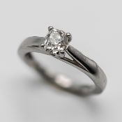 A single diamond solitaire ring, set in platinum, (marked 0448175), size G/H. Item 4 on your