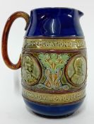 A Doulton Lambeth commemorative jug for the coronation of King Edward VII and Queen Alexandria 1902,