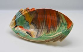 A Clarice Cliff abstract platter in 'Forest Glen' pattern, length 32cm.