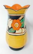 A Clarice Cliff 'Floreat' pattern vase, Fantasque mark to base, height approx 20.5cm.