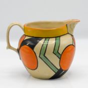 A Clarice Cliff 'Picasso Flower' pattern custard jug, height 12.5cm.