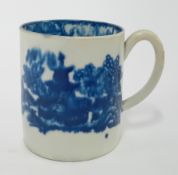 A late 18th century porcelain mug of cylindrical shape, pavilion in landscape decoration, bears note