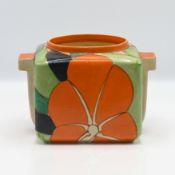 A Clarice Cliff 'Gardenia' pattern 516 shape cube vase, Fantasque mark to base, height approx 13cm.