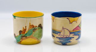 A Clarice Cliff 'Gibraltar' pattern fern or preserve pot, together with an 'Orange Secrets'