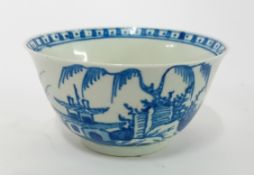 An 18th century tea bowl, bears sticker to the base attributing it to Vauxhall Factory, London, c.