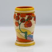 A Clarice Cliff 'Bridgewater' pattern vase, height approx 14.5cm.