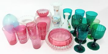 A collection of 19th and early 20th century coloured glassware, to include royal commemorative