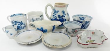 Various pieces of 18th century monochrome porcelain tea bowls, jugs, saucers etc, to include a