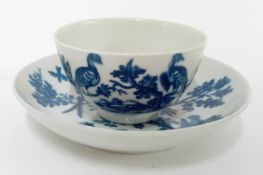 An 18th century porcelain tea bowl and saucer, probably First Period Worcester, with crescent moon
