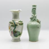 A ‘famille-rose vase, 19th century, of baluster form, the ovoid body rising from a splayed foot