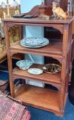 A late 19th century mahogany three tier stand of arts and crafts style. Width 74cm, height 114cm.