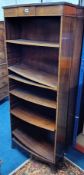 A set of three mahogany and cross banded open and bow fronted bookcases, each approximately 71cm