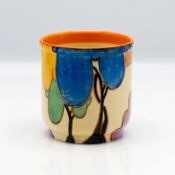 A Clarice Cliff 'Blue Autumn' pattern fern or preserve pot, Fantasque mark to base, height approx