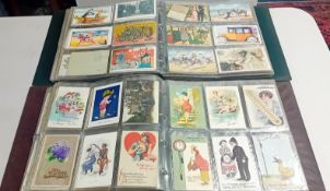 Four large albums of humorous early 20th century postcards. (4)