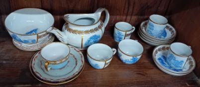 A collection of porcelain tea items, to include teacups, saucers, etc.