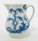 An 18th century porcelain milk jug, probably First Period Worcester, crescent moon to base, of '