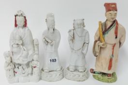 A group of figures, Kangxi, 18th/19th century and later, comprising; A ‘blanc-de-Chine’ Guanyin