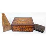 A burr walnut metronome by Maelzel of London, together with a wooden box with mother of pearl