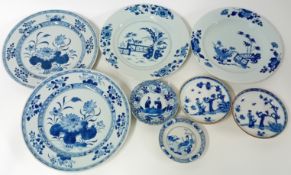 Two pairs of blue and white plates, Qianlong (1736-1795), the first pair each painted in the