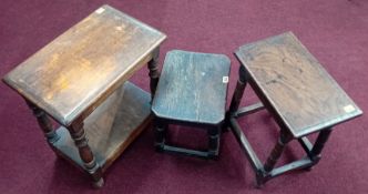 Three various antique oak stools.