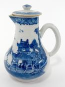 Re-catalogued a Chinese blue and white coffee pot or milk jug with cover, height 12.5cm.