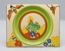 A Clarice Cliff 'Alton' pattern rectangular plate, approx 21cm x 26cm.
