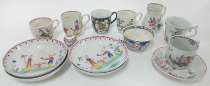 A quantity of 18th and 19th century English porcelain teacups and saucers, together with tea bowl,
