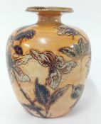 A Martin Brothers stoneware vase by Edwin & Walter Martin, dated 1903, decorated with foliage on a