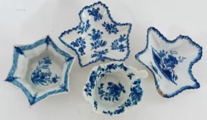 Two 18th century porcelain pickle dishes in the form of leaves, one bearing sticker to base