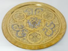 A large Eastern circular brass tray, 65cm.