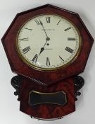 A 19th century octagonal drop dial fusee wall clock, by Henry H. Heckle, LIVERPOOL, width 46cm.