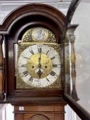 A late 18th century eight day mahogany longcase clock by Rich. Thomas, ST. KEVERNE, with brass and