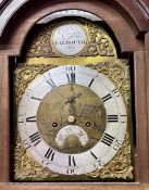 A 19th century eight day mahogany longcase clock by Jas. Cummin, FALMOUTH, arched brass and silver
