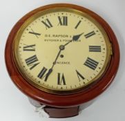 A 19th century dial fusee clock by Rapson and Sons Butcher & Poulterer, PENZANCE, with pendulum,