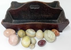 An antique two division wood cutlery box.